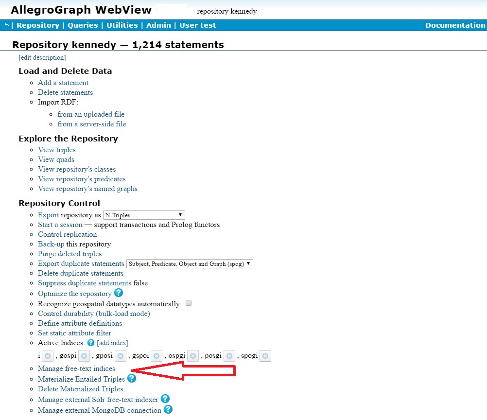 Manage free text indices